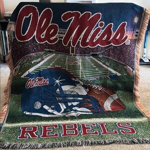 Ole Miss Rebels Woven Throw Blanket - Blue and Red